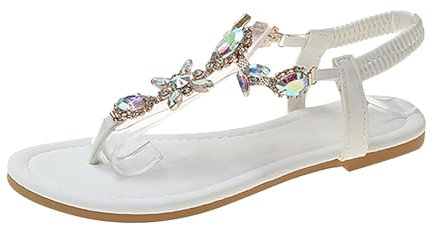 Generico Sandali Donna Estive Con Zeppa punta e fondo piatto, grandi scarpe da spiaggia Sandali In Corda Donna (White, 41)