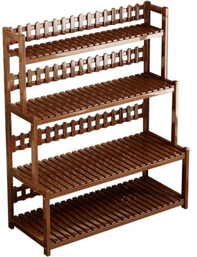 Étagère en bambou pour pot de fleurs à 4 niveaux pour intérieur ou extérieur (70 cm)