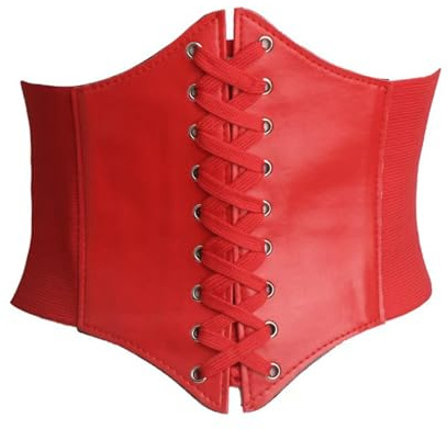 LILIKAI Korsett Damen,Schwarz Taille Piratenkostüm Gürtel,Halloween-Kostüm,Taillengürtel,Corset Belt,Schwarzes Pirat Breit Corsett,Retro Leder Corsage Frauen,Schnürkorsett Catwoman (Kunstleder, Rot)