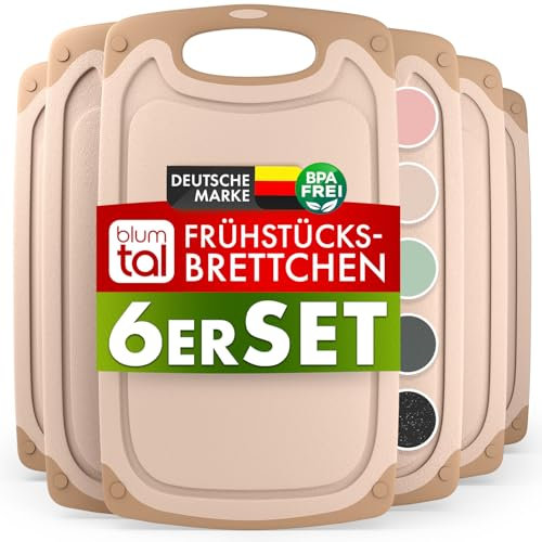 Blumtal Frühstücksbrettchen Kunststoff 25x15 cm im 6er Set - Brettchen spülmaschinenfest - Frühstücksbretter Kunststoff BPA-frei - Schneidebrett spülmaschinenfest - robuste Schneidebretter Beige