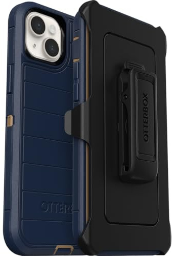 OtterBox iPhone 15 Plus and iPhone 14 Plus Defender Series Pro Case - Blue Suede Shoes (Blue), screenless, Rugged & Durable, with Port Protection, Includes Holster Clip Kickstand