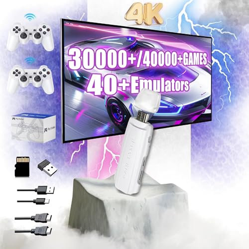 X2 MAX Retro Spielkonsole Spiel Stick,4K HDMI Ausgang Eingebaute 30000+ Spiele,40+ Emulatoren,Linux System,Plug-Play Arcade 3D Videospiel Konsolen mit kabellosem Controller,TV anschließen (64G)