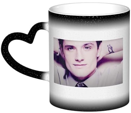 Josh Hutcherson Kaffeetasse mit gedruckten Mustern, personalisierte Keramikbecher für Wohn-Cafes, Tasse mit Ohrstielen, bunte personalisierte Geschenke, reine handgefertigte Keramik