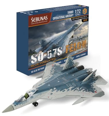 SEBUNAS SU-57s Jouet avion militaire à l'échelle 1/72 - Kit de construction rapide - Modèle d’avion de construction en plastique (31'