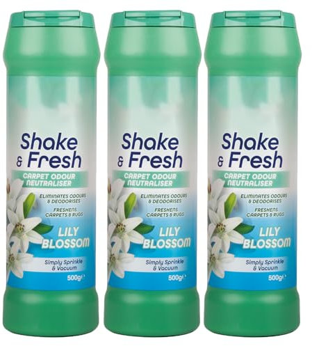 Duzzit Shake & Fresh Pack of 3 500gm Carpet Odour Neutraliser Lily Blossom Freshens Carpet & Rugs Simply Sprinkle & Vaccum