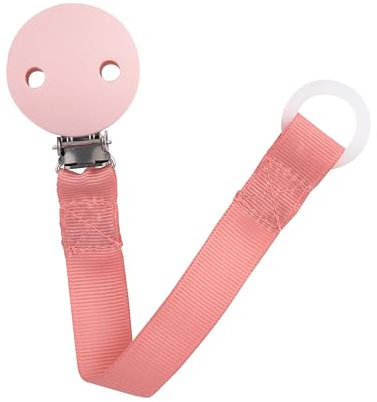 babynova Schnullerband mit Clip und Silikonring - Schnullerhalter kompatibel mit jedem Schnullern - Kinderwagen Zubehör - BPA-frei - Rosa