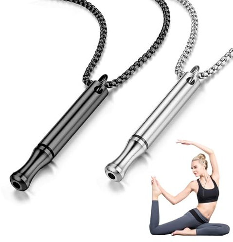 Lot de 2 outils d'aide au sevrage tabagique, Collier V2 Sans fumée Original, Sevrage tabagique Chaîne pour arrêter de fumer, Pipe anti-fumeur Chaîne respiratoire, Collier de respiration pour attaques