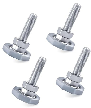LEYURISE Lot de 4 pieds de nivellement pour machine à laver galvanisés résistants à la rouille Réduction du bruit Silencieux Réglable Base de 5,1 cm Compatible avec les rondelles à charge frontale LG