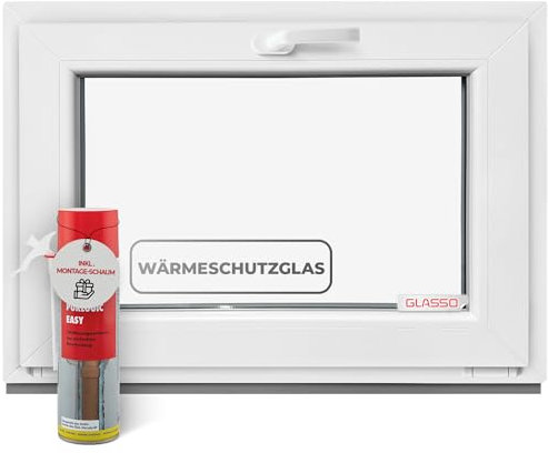 Kippfenster 120x100 cm 2 fach Verglasung - Alle Größen Kunststofffenster mit 60mm Profil - Kellerfenster BxH: 1200x1000mm Perfekt für Fenster Gartenhaus, Garagenfenster, Hauskeller mit Kipp System
