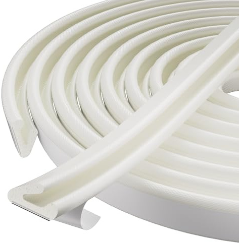 V Shape Door Draught Excluder Seal,6m White Weather Strip for 2.5-7mm Gaps | Self Adhesive Foam Door Frame Seal, Insulation Strip Blocks Draughts, Light, Dust & Noise, Easy Install