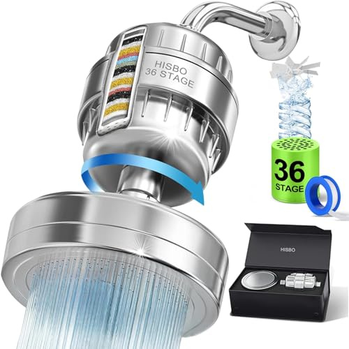 Luxury High Output Filtered Shower Head Set - 36 Stage Advanced Shower Head Filter & 3 Stage Water Filter for Hard Water, Removes Chlorine, Fluoride, Metals, Vitamin C E A Infusion