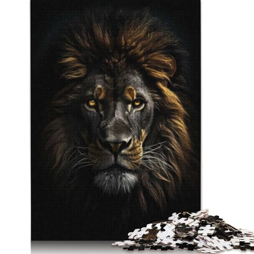 Gold Dark Lion King Puzzles 1000 Teile Schwer Puzzle Spielzeug Pädagogisches Spiel Impossible Herausforderungsspielzeug Für Erwachsene Und Kinder Ab 14 Jahren 1000pcs (75x50cm)