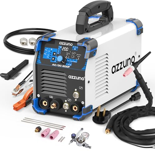 AZZUNO AC/DC TIG Saldatore 200A con Impulso, 110V/220V Alluminio TIG Saldatrice, ACDC TIG/PULSE TIG/SPOT TIG/Stick Saldatore