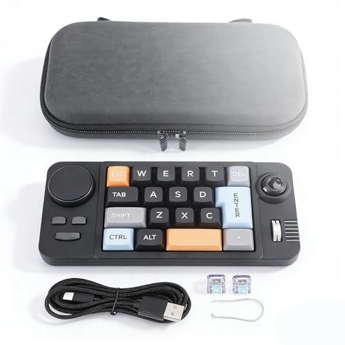 Yanmis Teclado USB C con Cable, Teclado Mecánico Macro de 19 Teclas Programables Retroiluminación LED RGB y Control de Perilla, Teclado Numérico Personalizable para Juegos y Trabajo, Hot