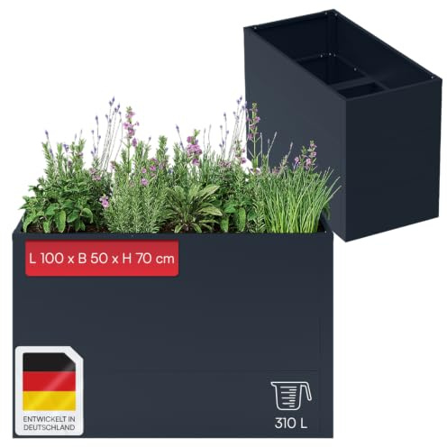 STEELSØN Icarus Hochbeet Metall 100x50x70 cm, Anthrazit, offener Boden | Pflanzenbeet, Gemüsebeet, Pflanzenkübel für Garten & Balkon, wetterfestes Gartenbeet, Kräuterbeet, Gemüsegarten