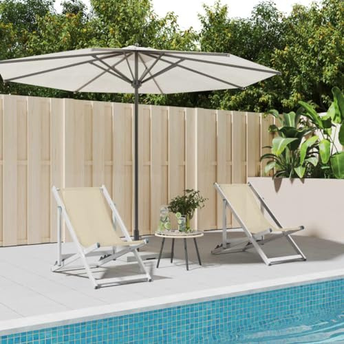 Mimdixy Balkon Stühle Relaxsessel Garten, Strandstühle 2 STK. Klappbar Creme Aluminium und Textilene Garten Möbel für Gartens, Wohnzimmer, Hof, Terrasse und Balkon