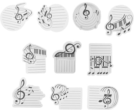 Operitacx Musiknoten Selbstklebende Notizblöcke 10 Stück Notenpapier für Klavierlehrer mit Musikmotiv Büro und Schule Haftnotizen für Musikraum