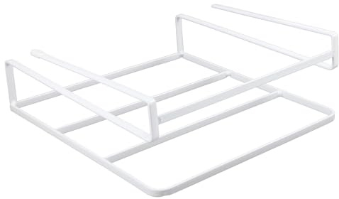 TINEASUR Desk Laptop Storage Rack White Iron Wire Hanging Shelf Dormitory Desktop Organizer for Notebooks and Workbooks
