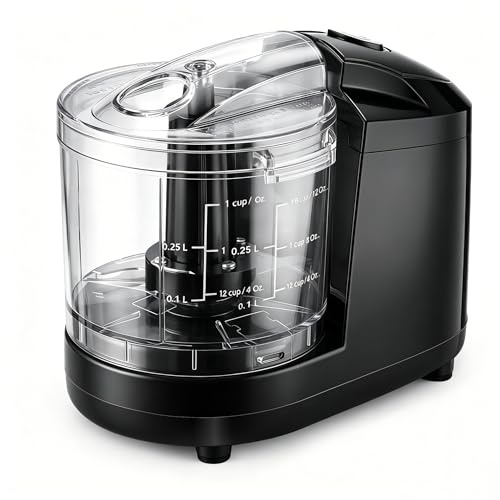 Cozary Picadora Electrica de Alimentos 350ml, Trituradora de Verduras 200W, Procesador de Alimentos con 2 Cuchillas Acero Inoxidable, Picadora Electrica Pequeña para Carne, Cebolla, Ajo, Frutos Secos