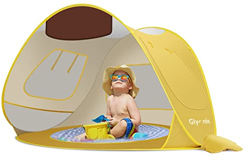 Glymnis Tienda Playa Bebe Pop up Tienda de Bebé con Piscina para Infantil Carpa Plegable Portátil Protección Sol Anti UV 50+ Ventilación 120 x 85 x 70cm