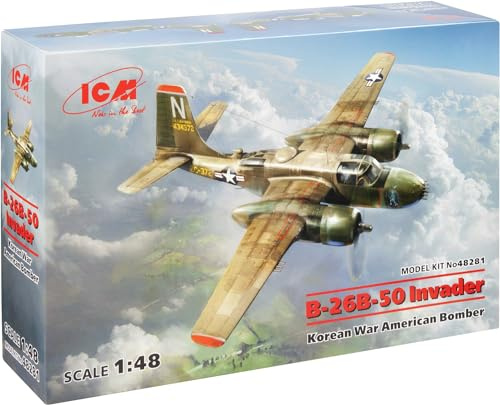 ICM ICM48281 1:48-B-26B-50 Invader Korean War American Bomber, Schwarz, XXL