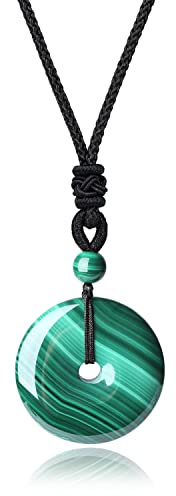 COAI Unisex Kreisring Donut Anhänger aus Malachit Halskette