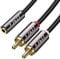 J&D Câble RCA Jack, Câble Adaptateur Cinch Audio Stéréo Plaqué Or de 3.5mm Femelle à 2 RCA Mâle Compatible avec HiFi Barre de Son Home Cinéma Enceinte, 1.8m