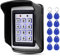 HFeng Control de acceso RFID 125 KHz Teclado impermeable Cubierta exterior + 10pcs EM4100 Llaveros 1000 usuario WG26, luz de fondo, caja metálica