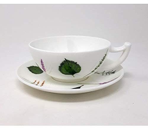 TeaLogic Jumbotasse mit Untertasse Prima Vera 300ml weiß Kräuter Porzellan