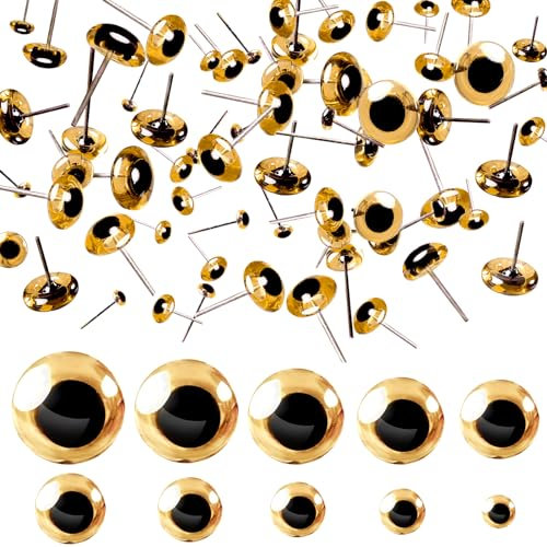 TOAOB 100Pièces 3 mm à 12 mm Marron Yeux de Poupée d'animaux en Peluche en Verre Cristal Rond avec Goupille en Acier pour Marionnette DIY Artisanat Bijoux