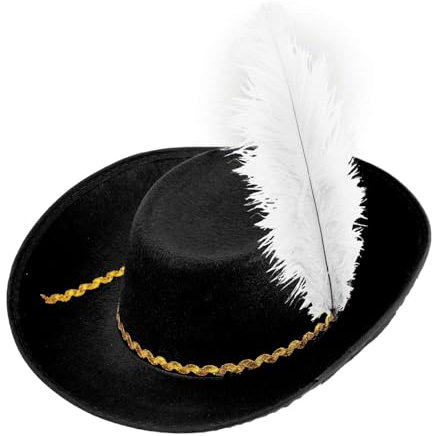 W WIDMANN MILANO Party Fashion 34151 - Hut Musketier mit Feder, Schwarz, aus Filz, Kopfbedeckung, Mottoparty, Karneval