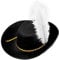 W WIDMANN MILANO Party Fashion 34151 - Hut Musketier mit Feder, Schwarz, aus Filz, Kopfbedeckung, Mottoparty, Karneval