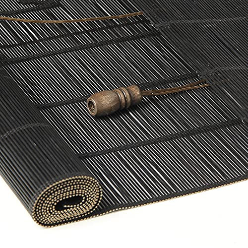 CURTAINS Bambus Roll Up Fenster Schwarze Bambusjalousien Mit Volant Bambusrollo Für Den Innen- Und Außenbereich, Einfach Zu Montieren (Size : 150x220cm/59x87in)