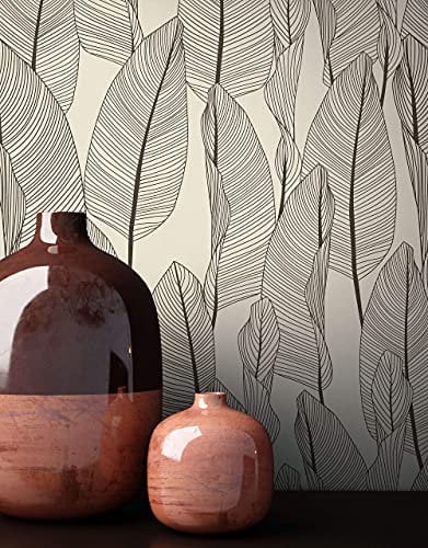 NEWROOM Tapete Beige Vliestapete Blätter - Dschungeltapete Tropisch Taupe Schwarz Dschungel Grafisch Floral inkl. Tapezier-Ratgeber