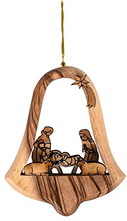 Wichtelgeschenk Anhänger Krippe Weihnachten Christbaumschmuck aus Holz Krippe in Glocke