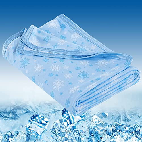 CHOSHOME Kühldecke Doppelseitigem Kälteeffekt Sommerdecke Leichte Selbstkühlende Decke kühldecke mit Japanische Q-Max 0,42 Kühlfasern kühl Decke für Schlafen Verwendung Wohndecke Blau 150x200cm