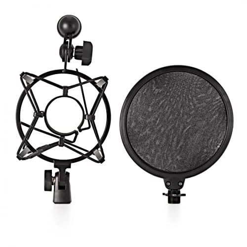 Gear4music Universal Microphone Shock Mount with Pop Filter