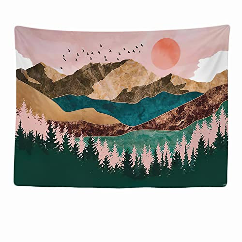 Ulticool - Wandteppich Dekoration Wohnung - Natur Sonne Berge Wald Bohemian Hippie - 200 x 150 cm groß - Wandtuch Tapestry Wandbehänge - Accessoires für Schlafzimmer Wohnzimmer Kinderzimmer