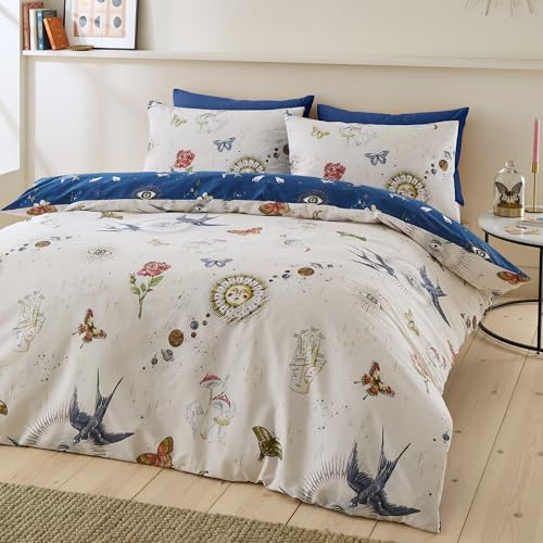 Sassy B Astrology Reversible Double Duvet Cover Set with Pillowcases Cream