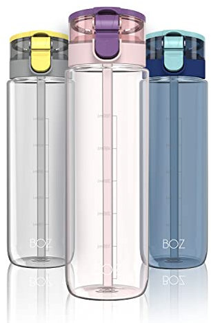 BOZ Auslaufsichere Trinkflasche 600 ML - Wasserflasche Mit Strohhalm für Schule und Sport - Kinder Geeignet - Rosa