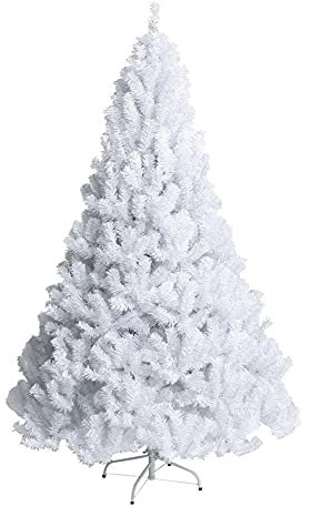 JYCCH Weihnachtsbaum Weihnachtsbaumschmuck, Glasfaser-Weihnachtsbaum, weißer Weihnachtsbaum und Metallständer, Weihnachtsdekoration für den Innenbereich,Weiß (Size : 6Ft(180CM)) (6Ft(180