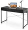 GIANTEX Escritorio vintage con 2 cajones, escritorio para ordenador, mesa de trabajo, escritorio para dormitorio, oficina, 112 x 48 x 76 cm, 2 colores (negro)
