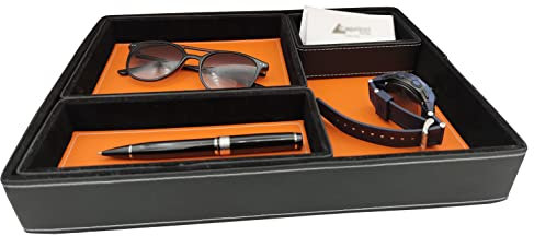 Oggettando Schreibtischset aus Kunstleder mit Zubehör bestehend aus Dokumentenablage, Aufbewahrungsbox, Stifthalter, Kartenhalter (KR0011 orange)