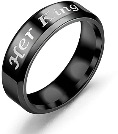 Ayoiow Partnerringe für Frauen, Ringe Schwarz 6mm Her King Eheringe Ring Größe 62 (19.7)