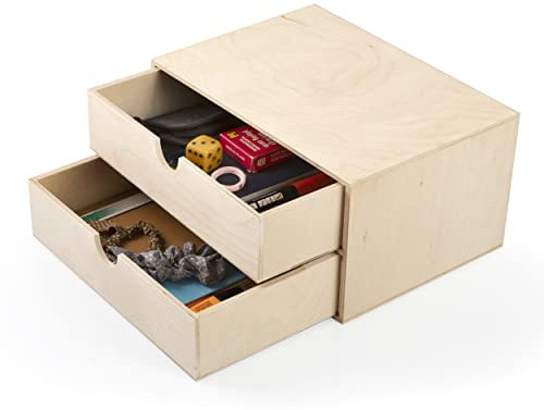 Wooden A4 Storage Box for Documents, Files, or Arts and Crafts, Multipurpose Home and Office Organiser with Shelves, Floor or Desktop Organisation, Unfinished Natural Wood