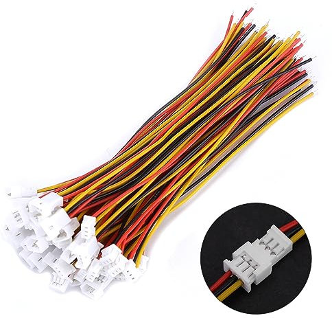 Ailao 20 Paare Micro JST Stecker, 1.25mm 3 Pin Männlichen und Weiblichen Steckverbinder Kabelstecker Stecker Und Buchse Mit Kabeln, für LED Lampenleiste RC Spielzeugbatterie