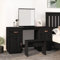 INLIFE Schminktisch-Set mit Spiegel Schwarz Massivholz Kiefer,35.2kg,3107838