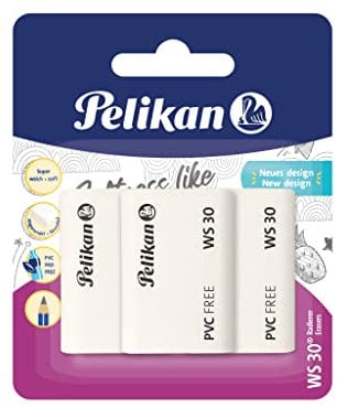 Pelikan Radiergummi WS30, aus Kunststoff, 3 Stück, 606226