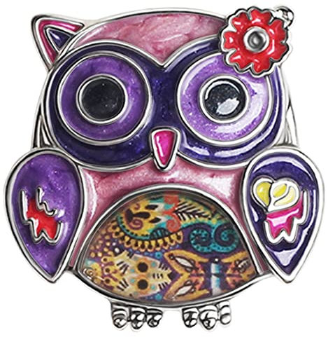 BAMAY Zink-Legierung Niedliche Eule Vogel Brosche Pins Schmuck Emaille Anime Eule Geschenke für Frauen Mädchen Schal Revers Pin Charms (Lila)