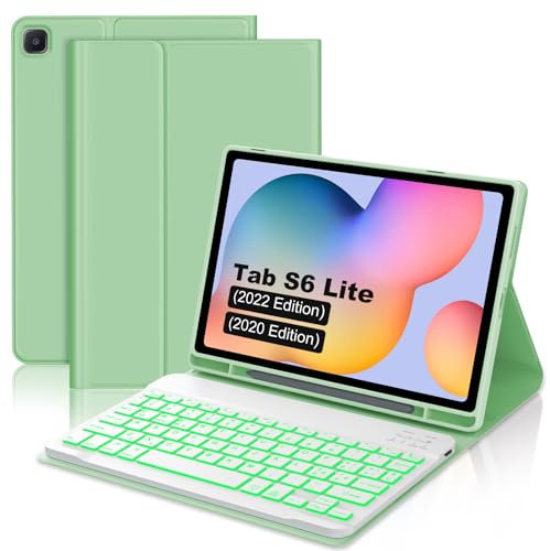 IVEOPPE Tastiera per Samsung Galaxy Tab S6 Lite 2024, Cover Bluetooth Tastiera Italiano Retroilluminata Galaxy S6 Lite SM-P613/P619/P610/P615 10.4 2022/2020, Verde erba